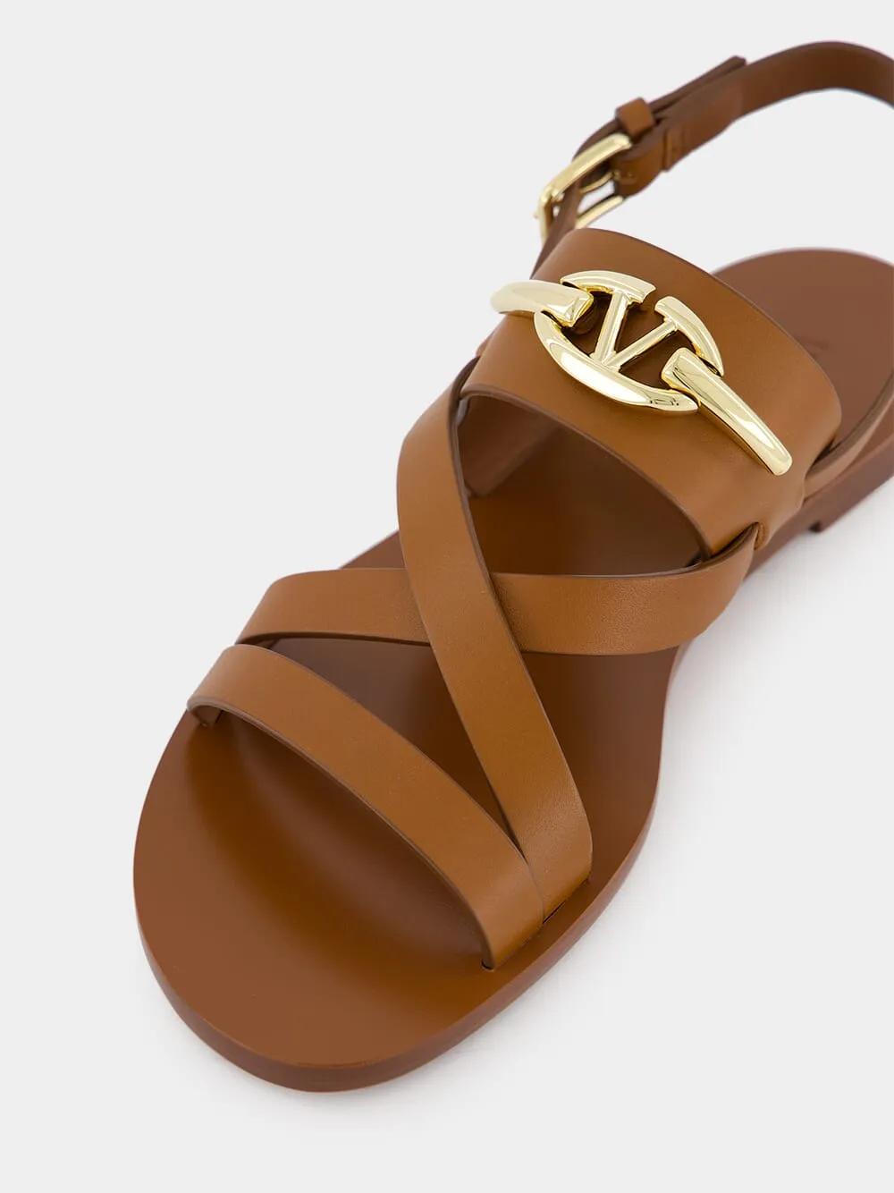 Logo Plaque Leather Sandals