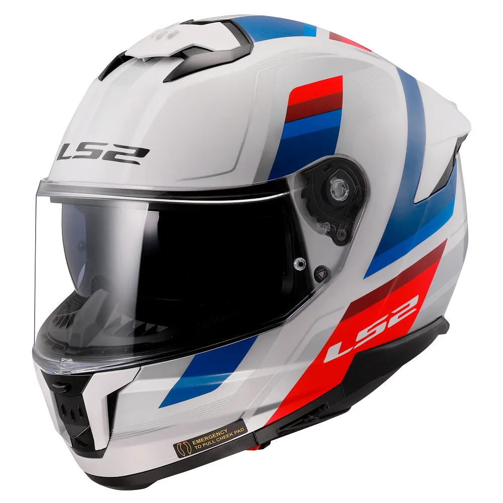 LS2 FF808 Stream II Vintage Helmet - White/Blue/Red