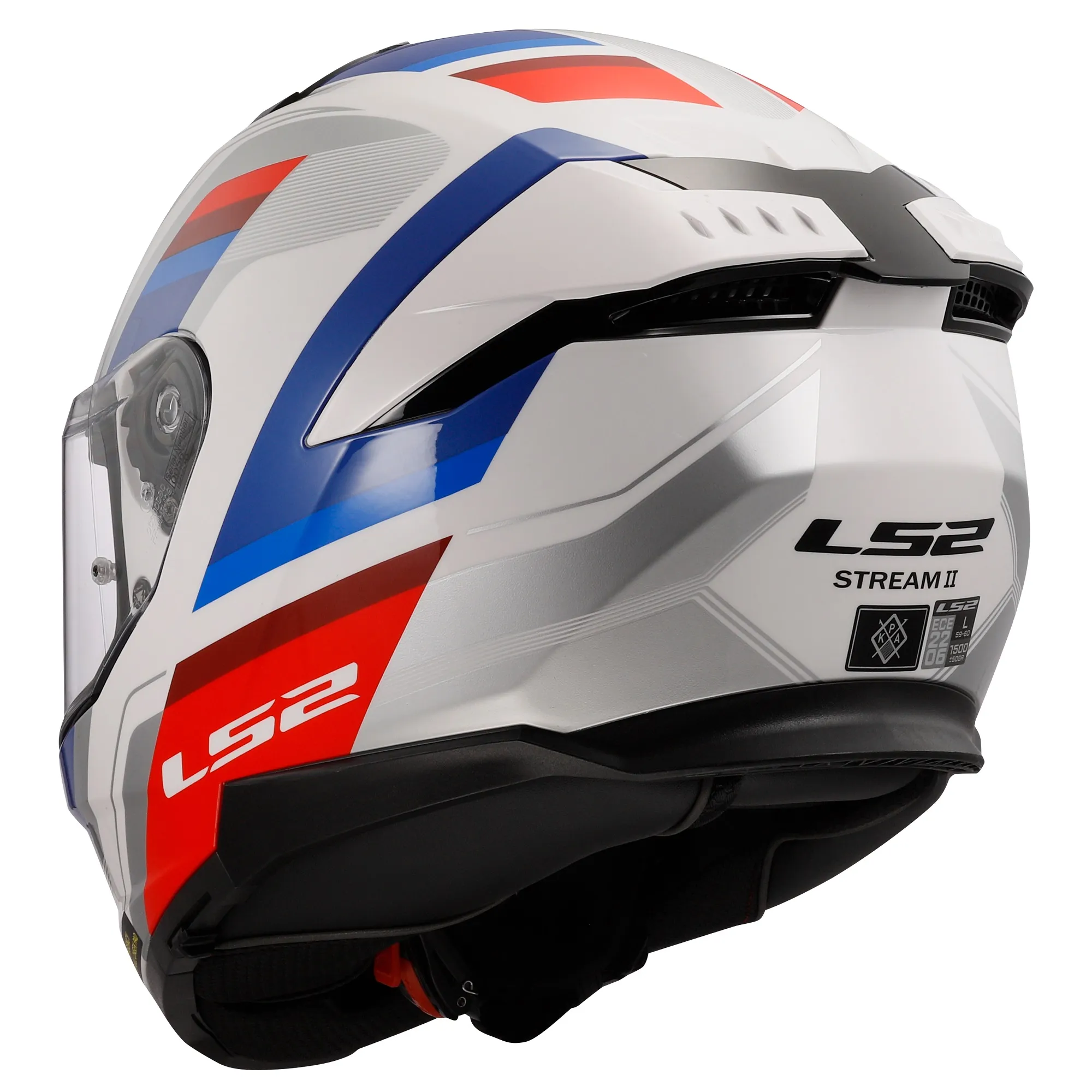 LS2 FF808 Stream II Vintage Helmet - White/Blue/Red