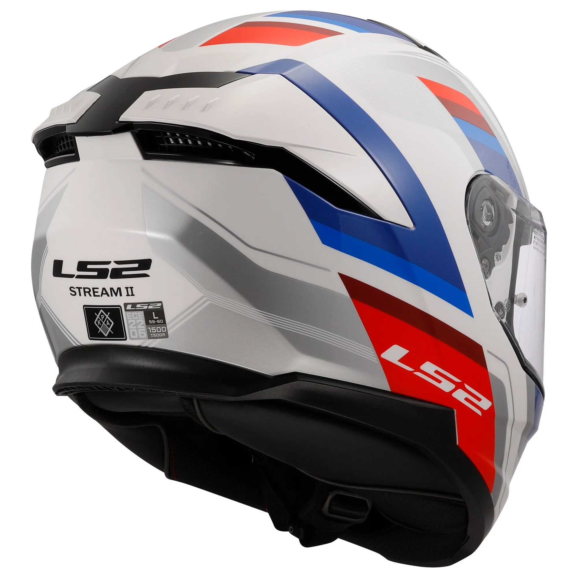 LS2 FF808 Stream II Vintage Helmet - White/Blue/Red