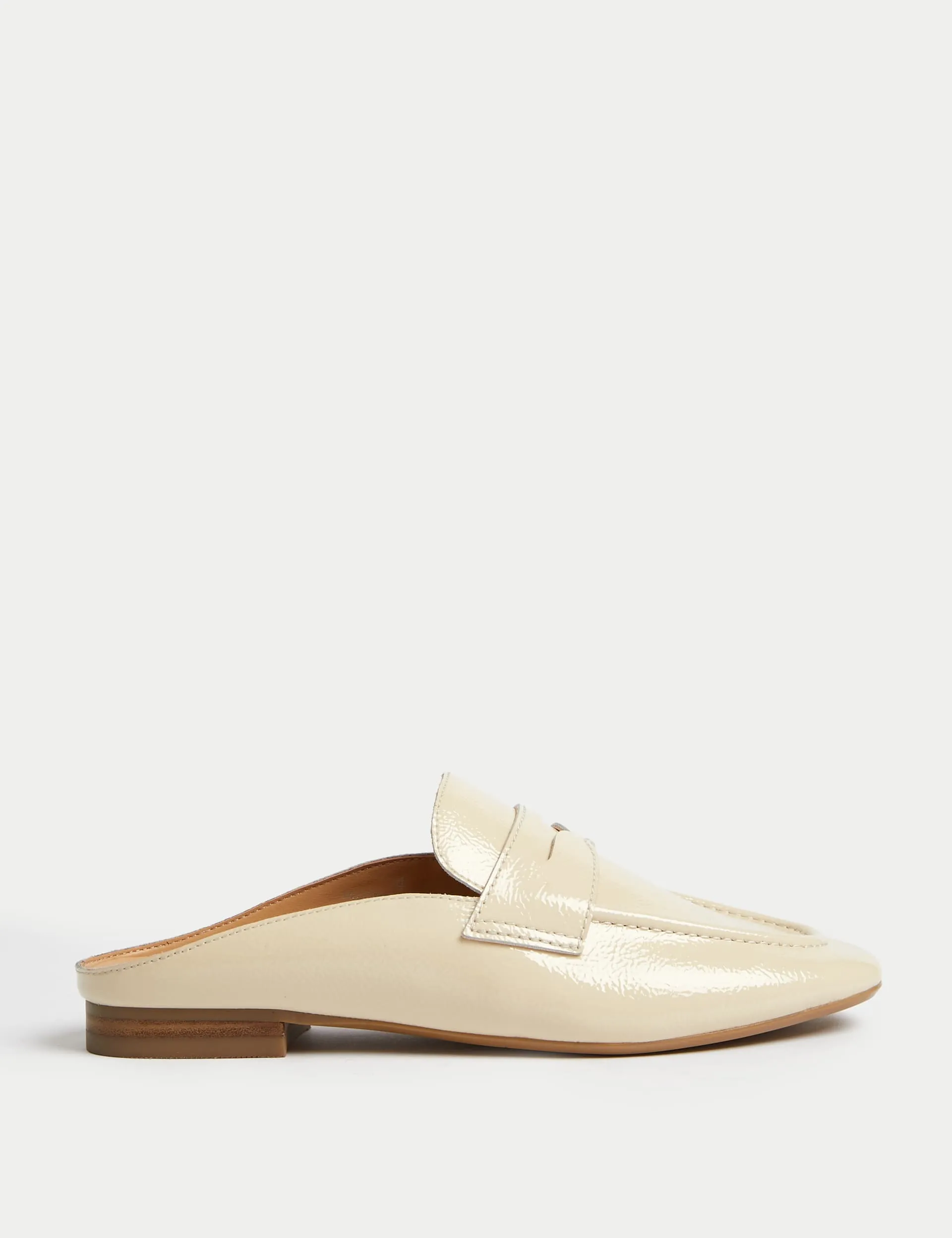 M&S Women's Leather Slip On Flat Loafer Mules - 6 - Cream, Cream