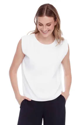 Maylee Solid Vegan Silk Sleeveless Top - Cream