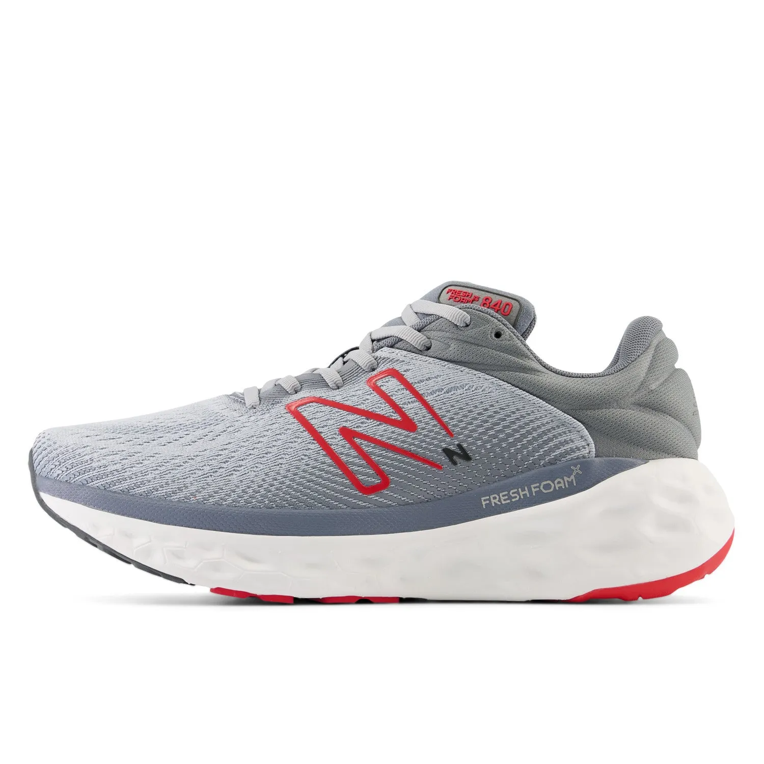 Men's New Balance Fresh Foam X 840v1 Color: Aluminum Grey with True Red (REGULAR, WIDE & X-WIDE WIDTH)