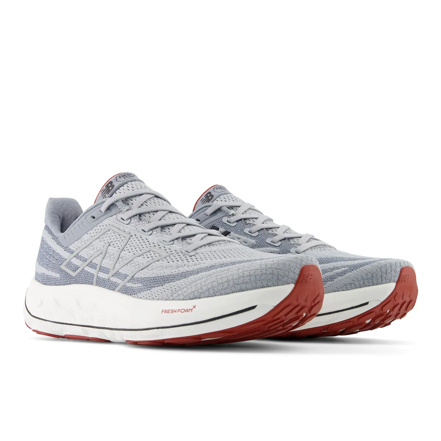 Men's New Balance Fresh Foam X Vongo v6 Color: Aluminum Grey with Brick Red