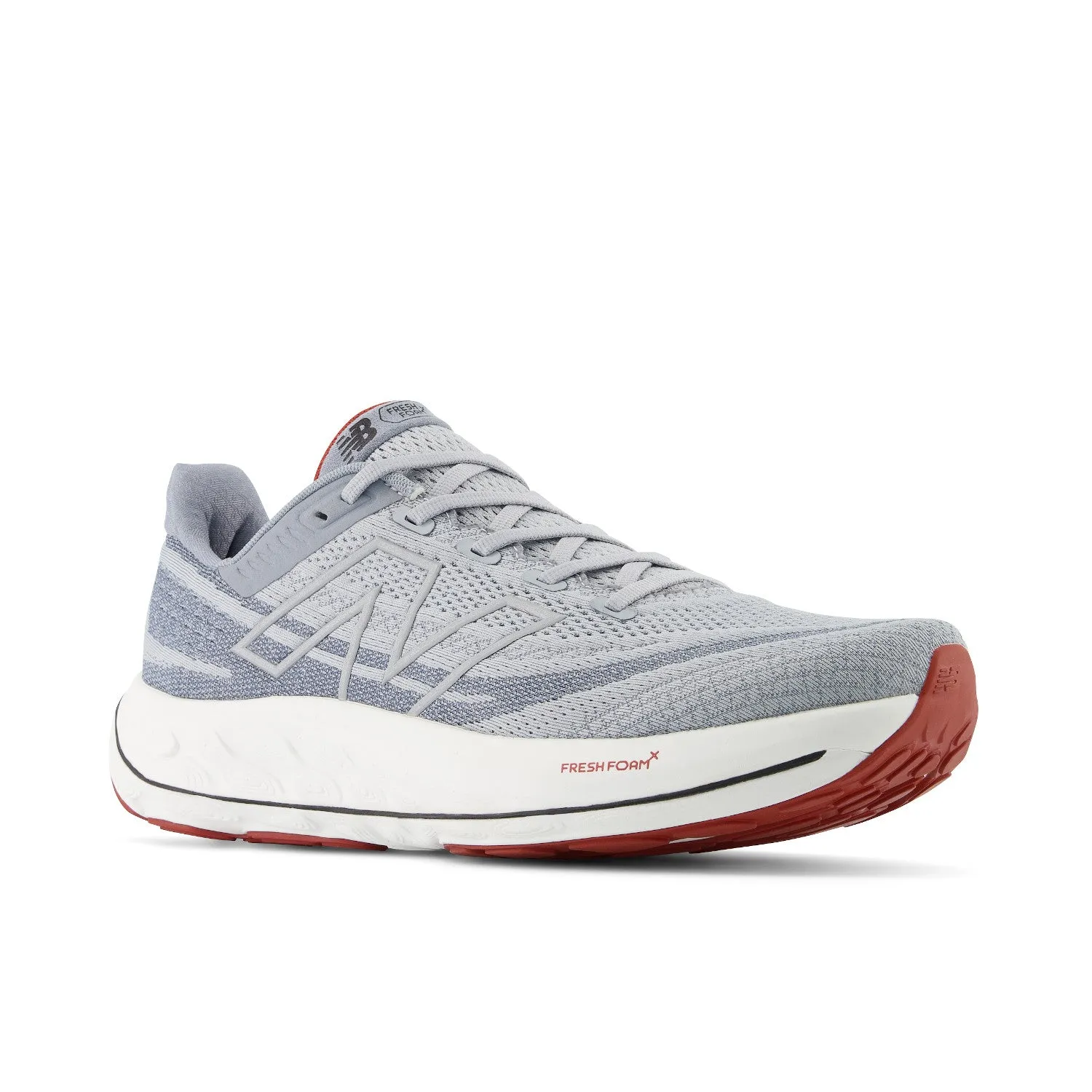 Men's New Balance Fresh Foam X Vongo v6 Color: Aluminum Grey with Brick Red