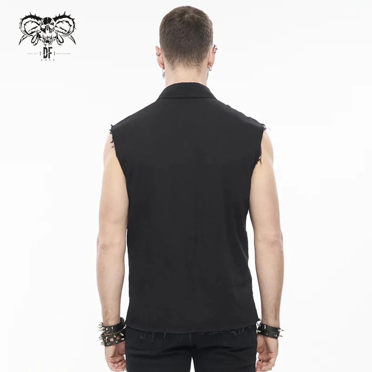 men's vest DEVIL FASHION - Paper Cuts Printed Button Up Punk - SHT093  -  Metal-shop