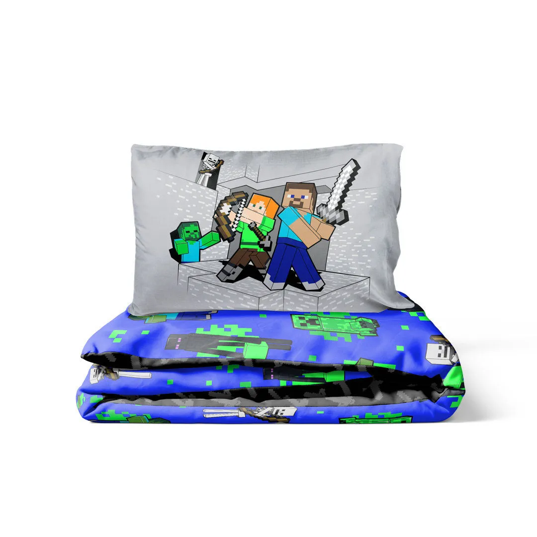 Minecraft Fight Back 100% Cotton Single Duvet Cover Set