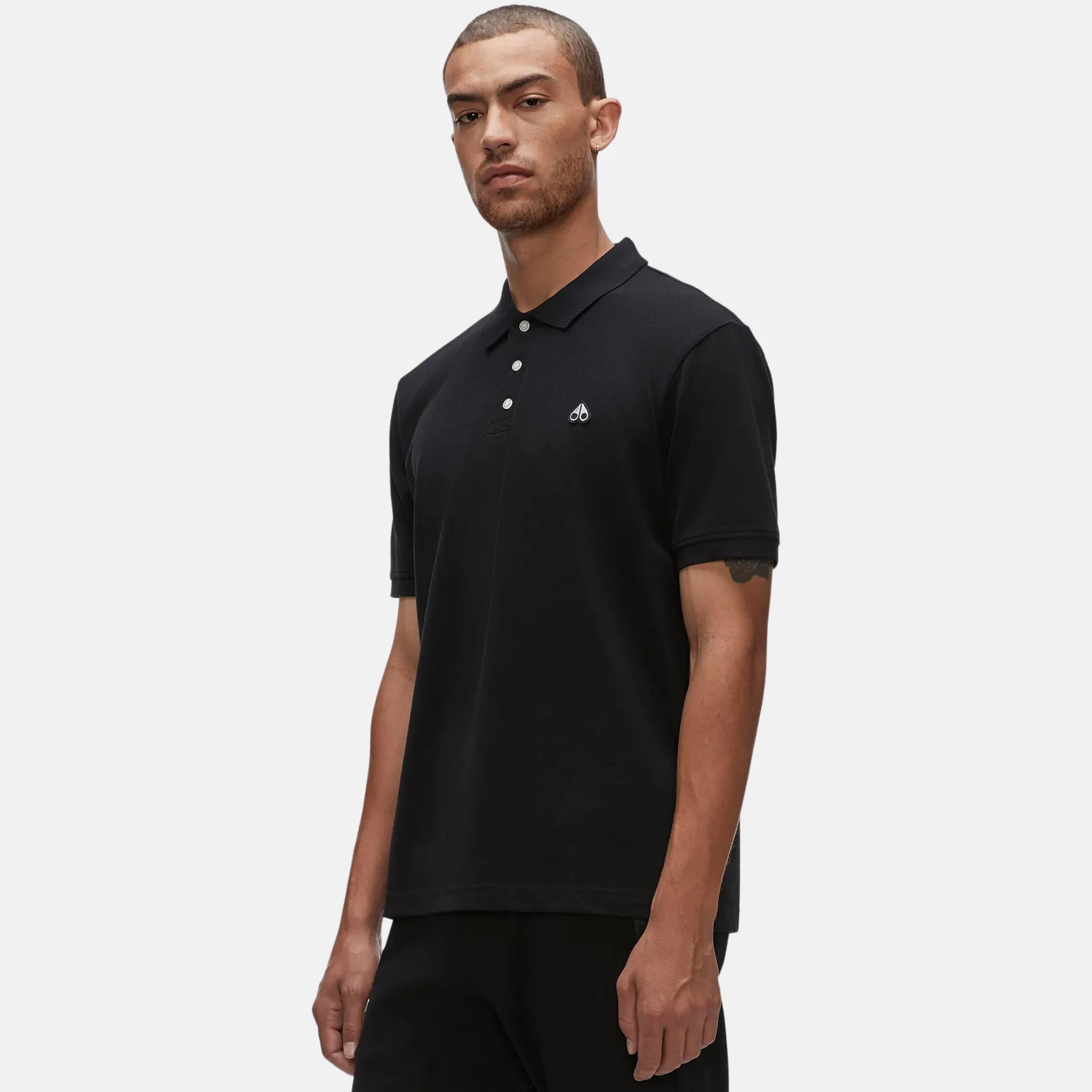 Moose Knuckles Black Pique Polo