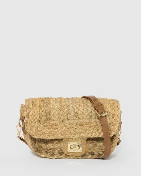 Natural Jemima Straw Crossbody Bag