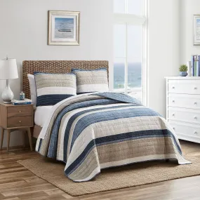 Nautica Striped Quilt-Sham Set Blue Mirage