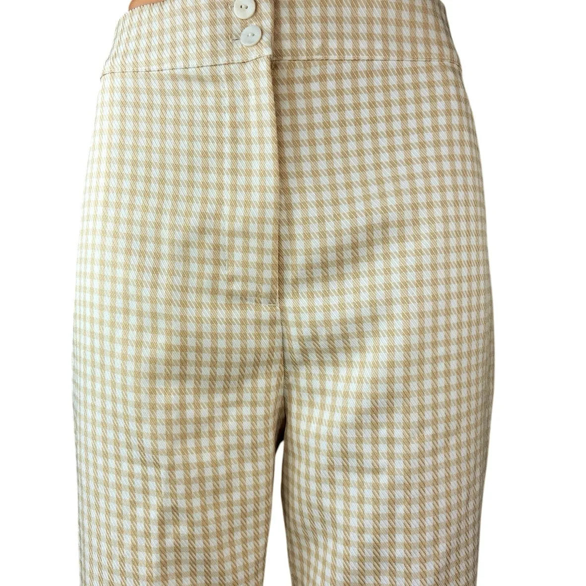 NEW Song of Style Yellow White Gingham High Rise Wide Leg Casual Pants Size L