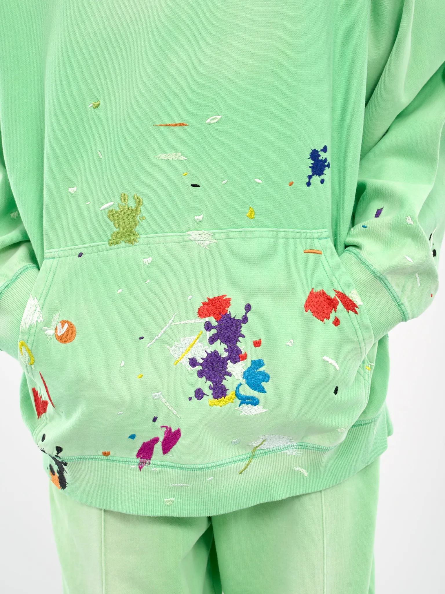 Painting Embroidery Hoodie (HB-TO-4237-MELON-GREEN)