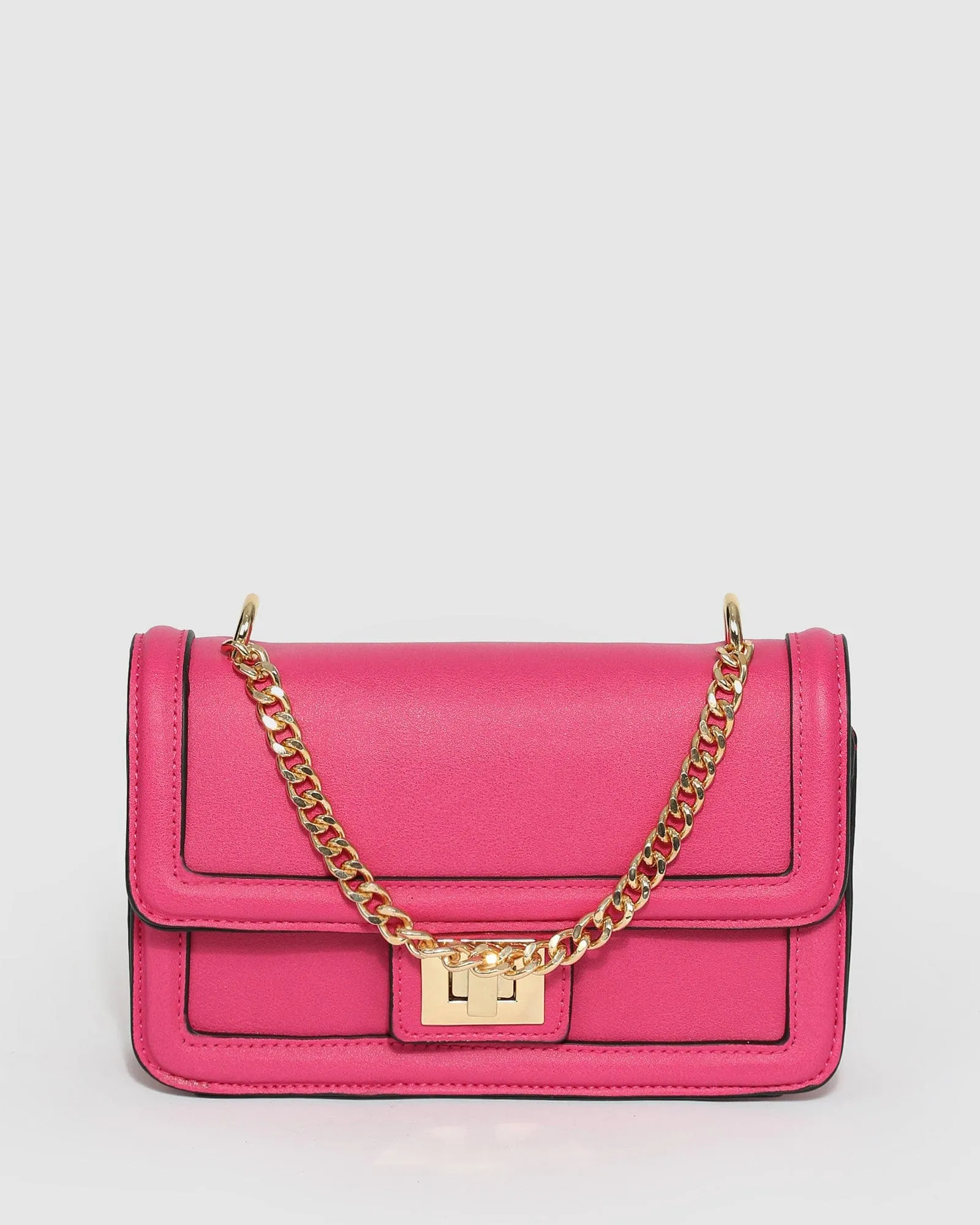 Pink Ari Lock Crossbody Bag