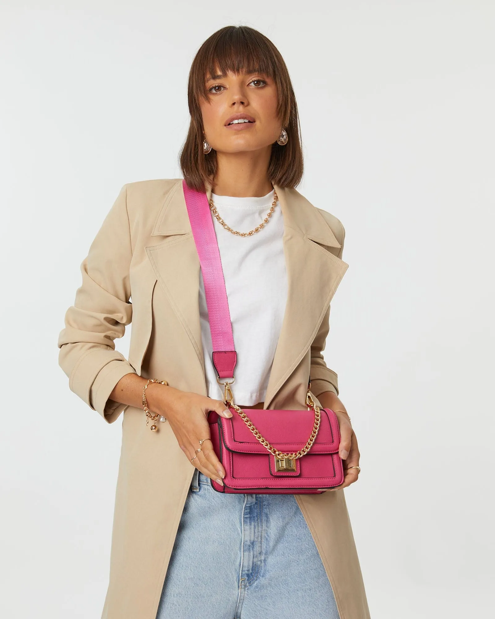 Pink Ari Lock Crossbody Bag