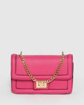 Pink Ari Lock Crossbody Bag