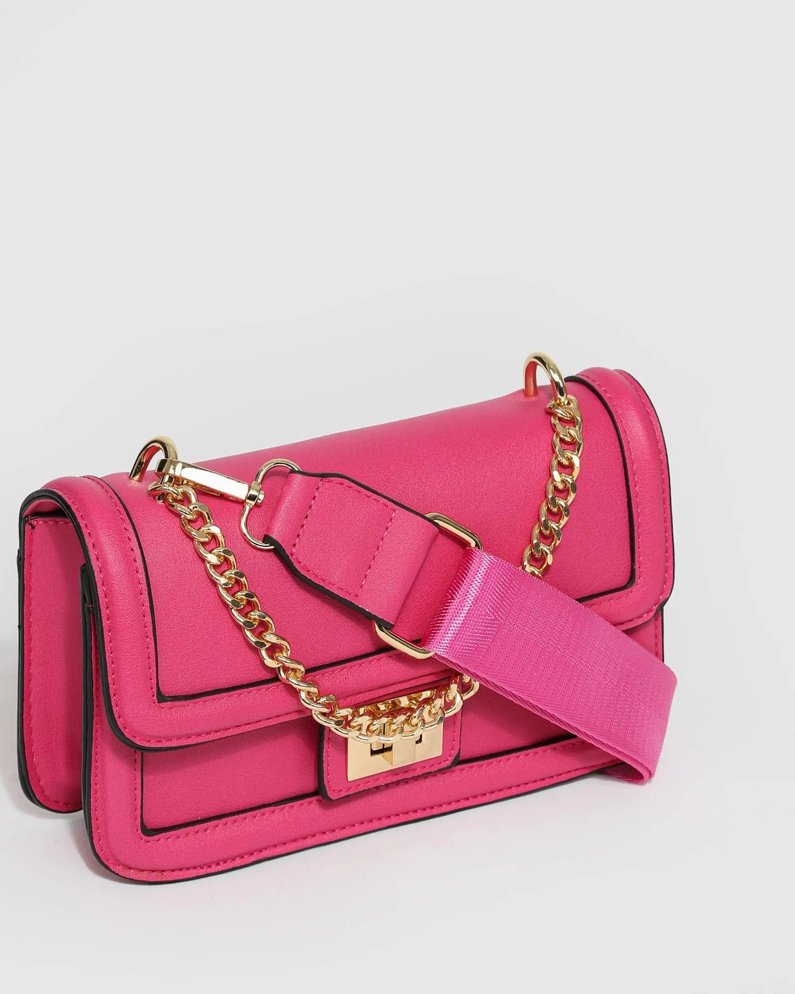 Pink Ari Lock Crossbody Bag