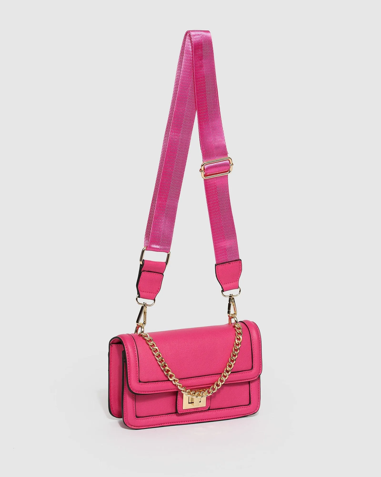 Pink Ari Lock Crossbody Bag