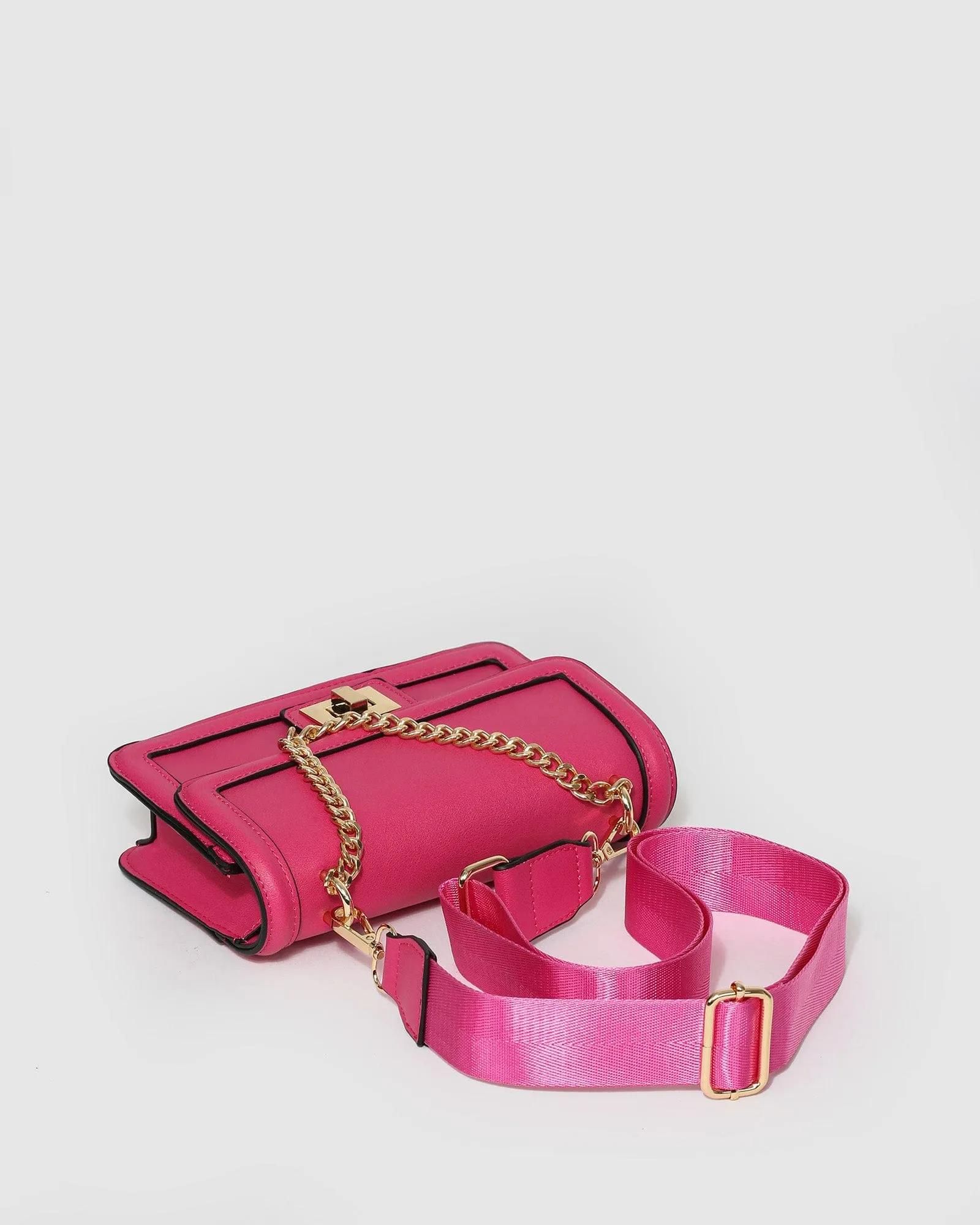 Pink Ari Lock Crossbody Bag