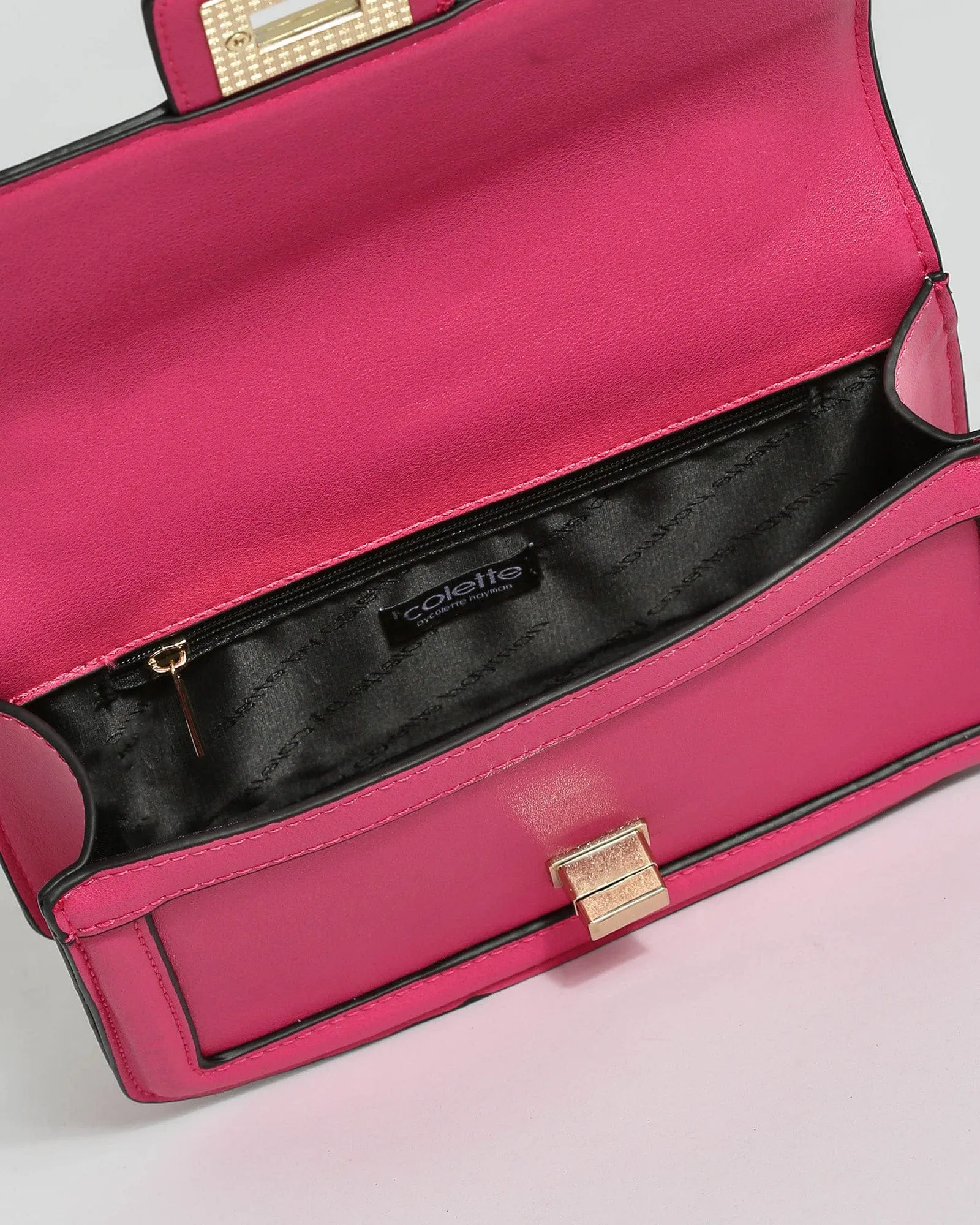 Pink Ari Lock Crossbody Bag