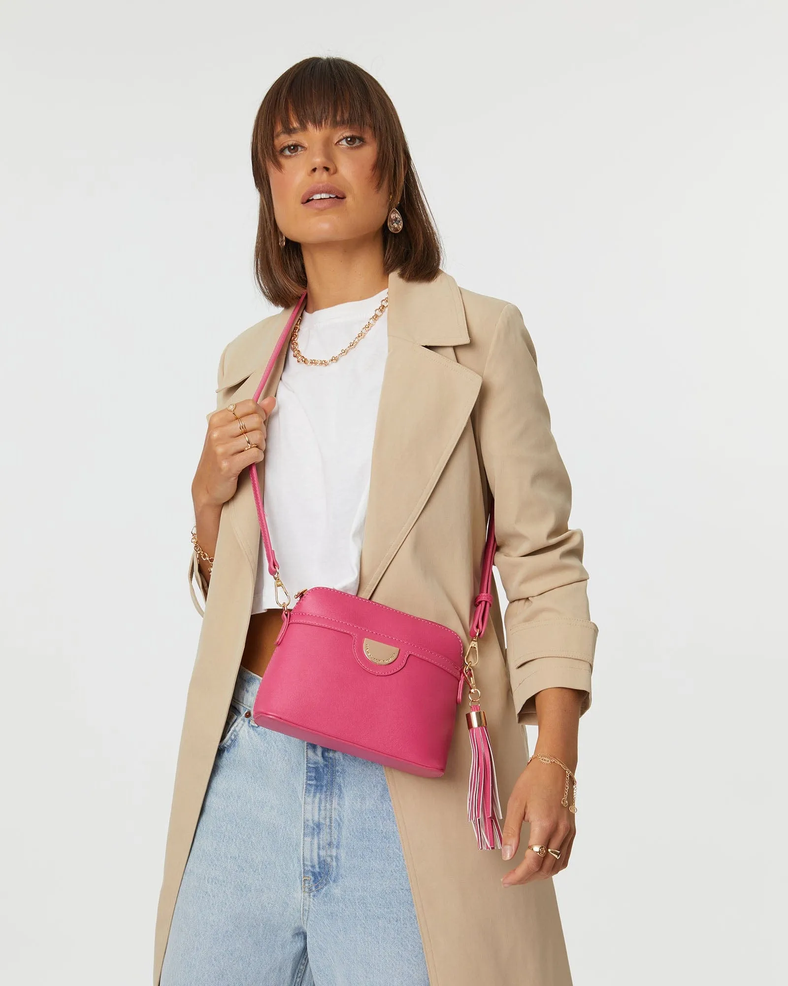 Pink Disc Crossbody Bag