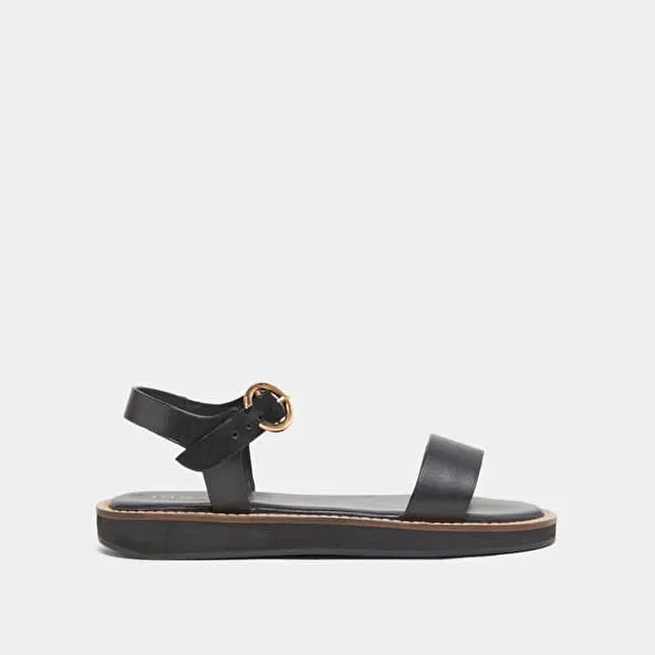 Platform sandals in black leather