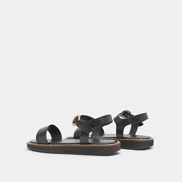 Platform sandals in black leather