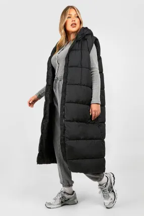 Plus Longline Hooded Padded Vest