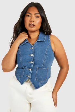 Plus Vest Denim Top