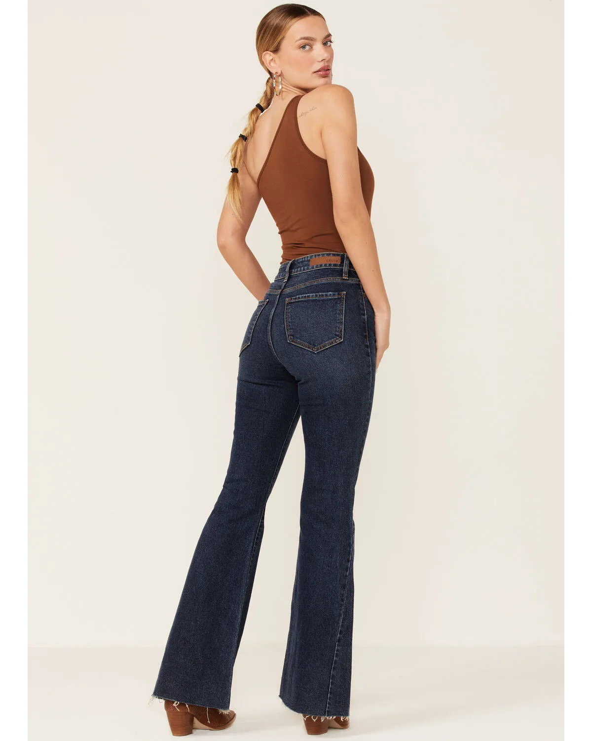 Product Name:  Cello Women's Dark Wash High Rise Flare Jeans