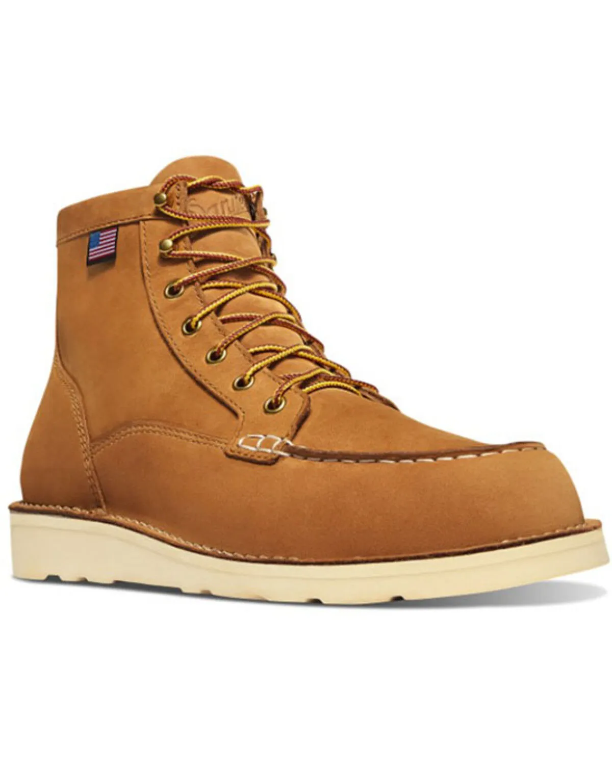 Product Name:  Danner Men's Wheat Brown 6" Bull Run Nutbuck Work Boot - Moc Toe