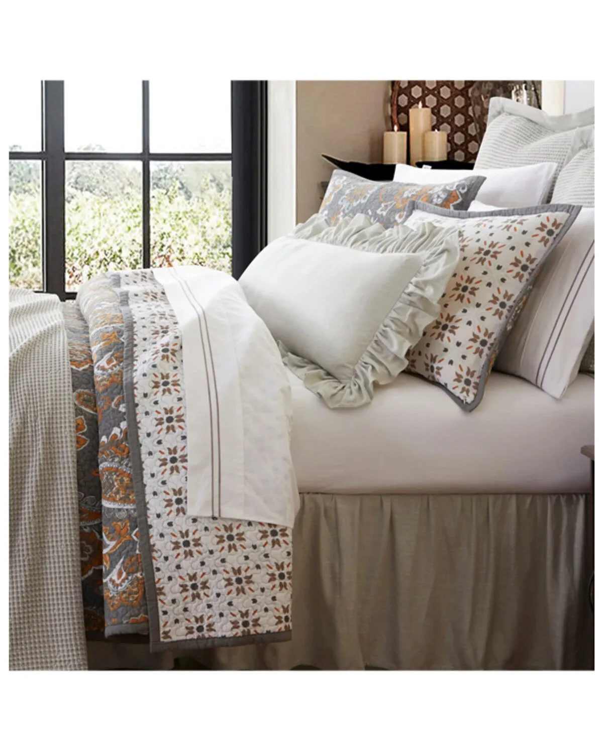 Product Name:  HiEnd Accents Gray Abbie Western Paisley Reversible 3-Piece Full/Queen Quilt Set