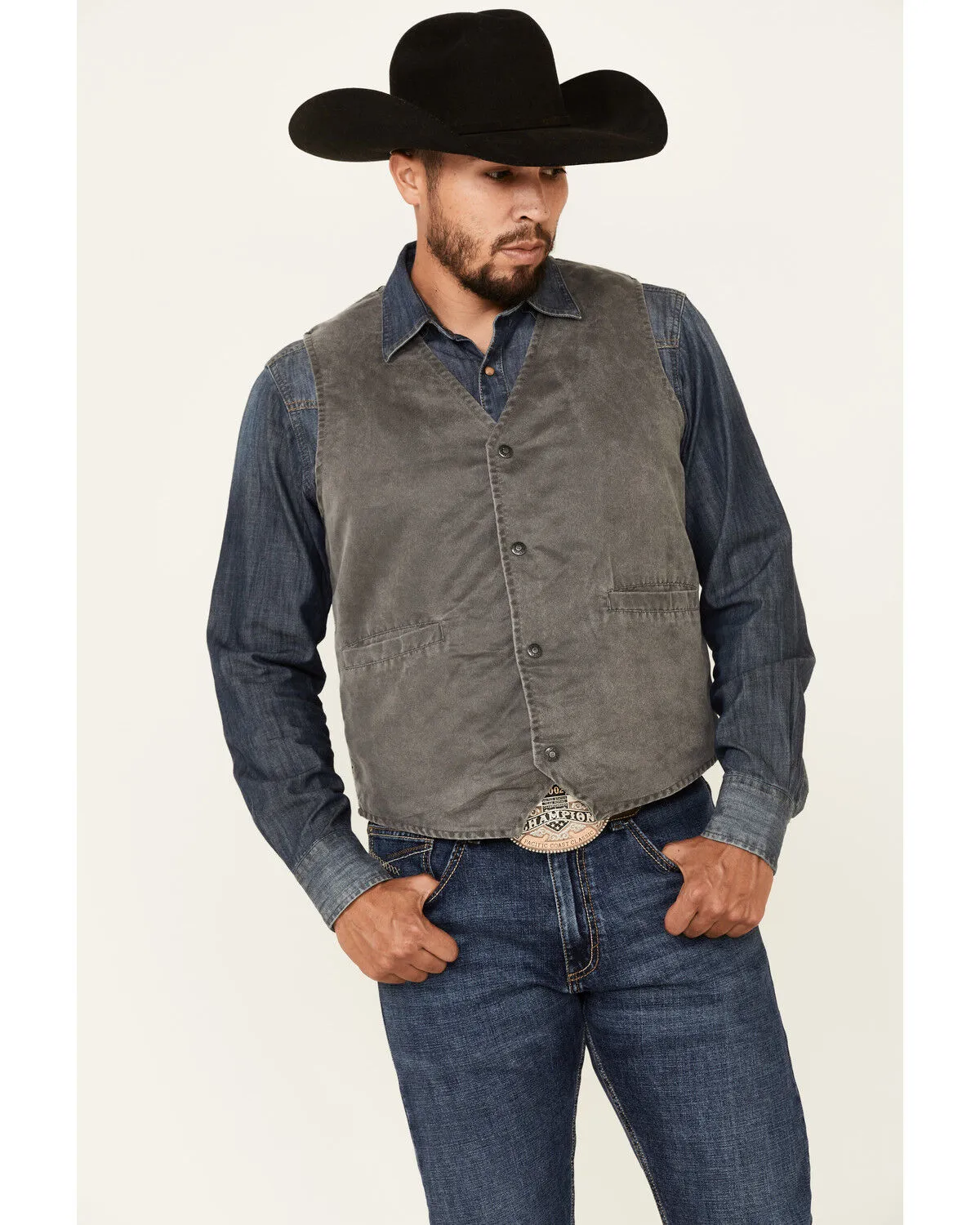 Product Name:  Outback Trading Co. Men's Iron Gray Sebastian Snap-Front Vest