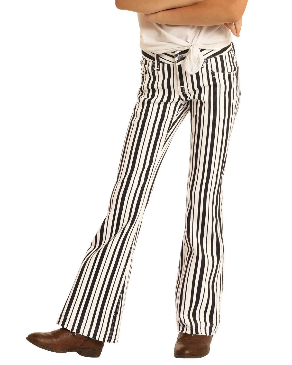 Product Name:  Rock & Roll Denim Girls' Striped Flare Jeans