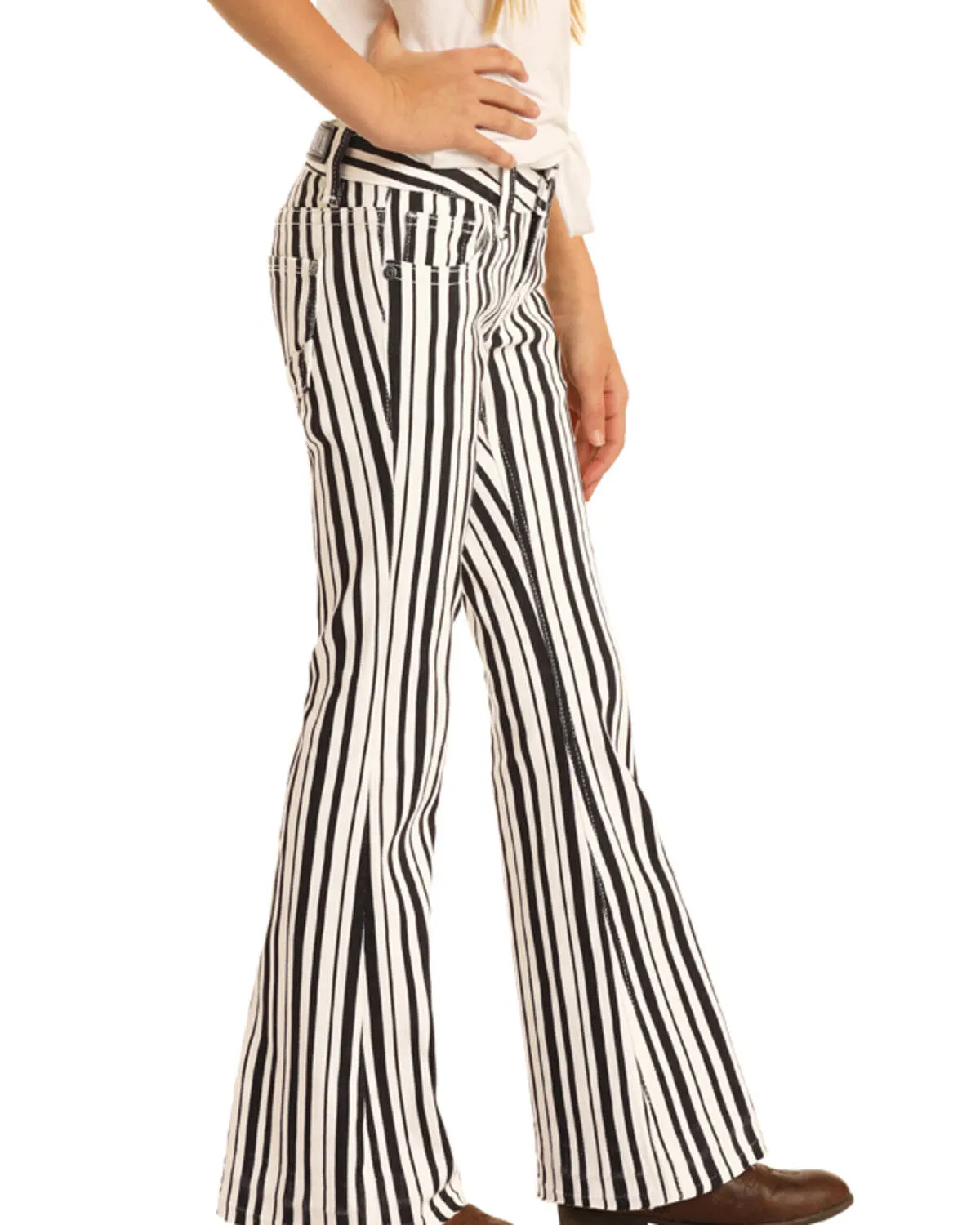 Product Name:  Rock & Roll Denim Girls' Striped Flare Jeans