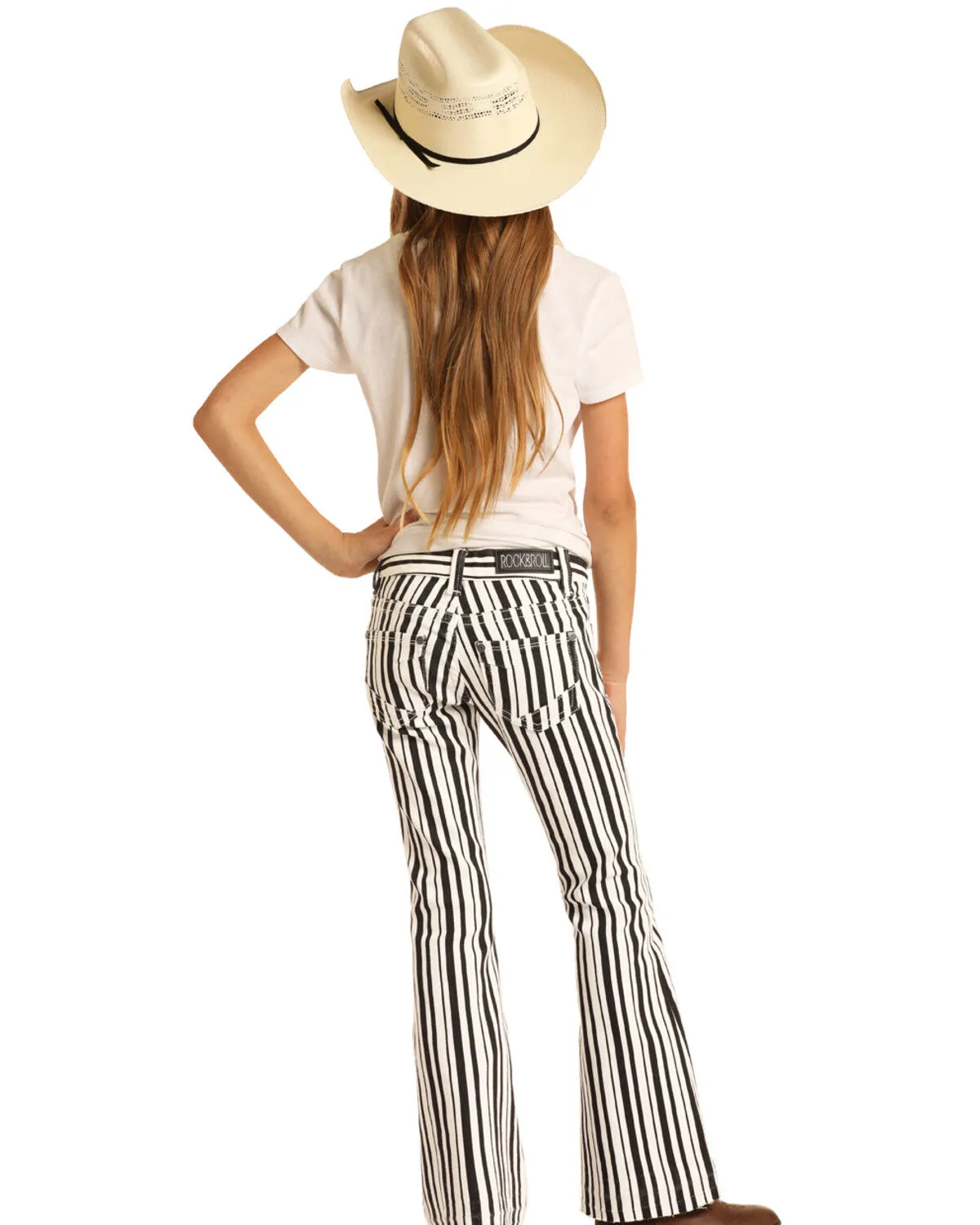 Product Name:  Rock & Roll Denim Girls' Striped Flare Jeans