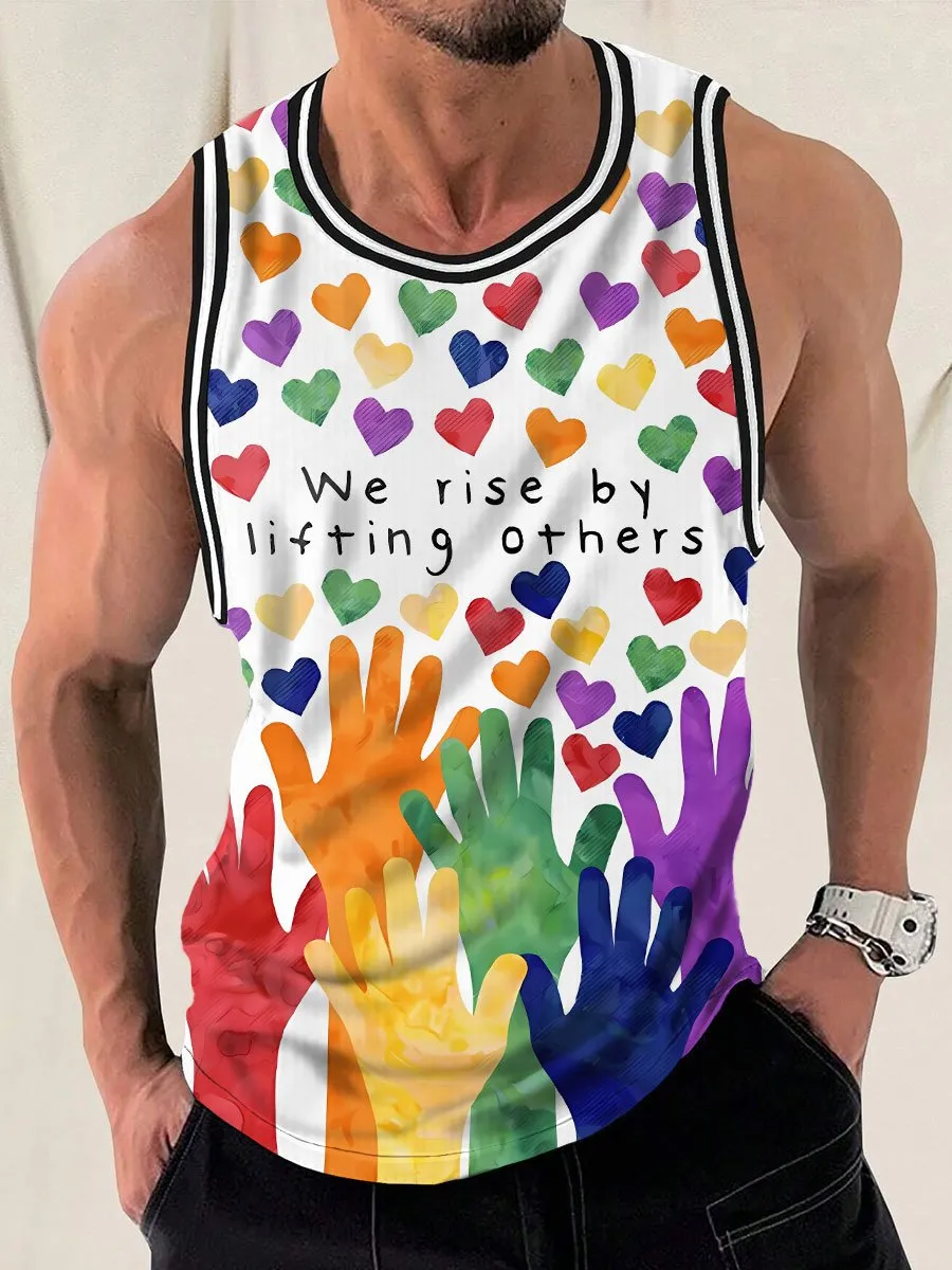 Rainbow Lgbt Print Crew Neck Sleeveless Tank Top