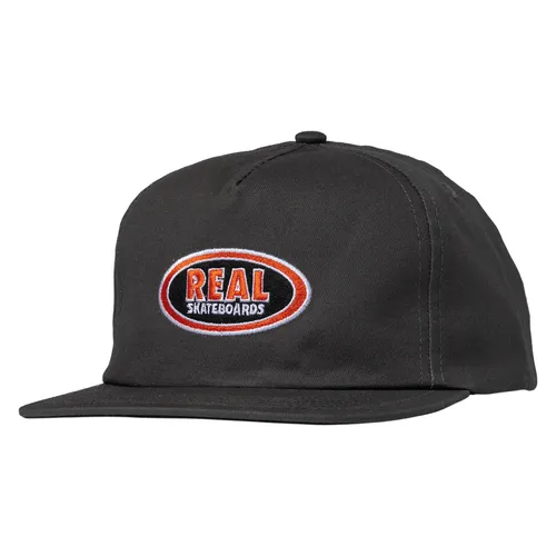 Real Skateboards Hat Oval Embroidered Snapback Charcoal