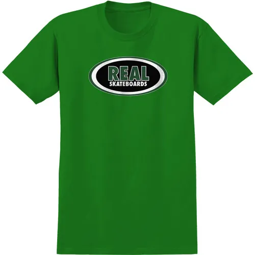 Real Skateboards Shirt Oval Kelly Green/Black/White