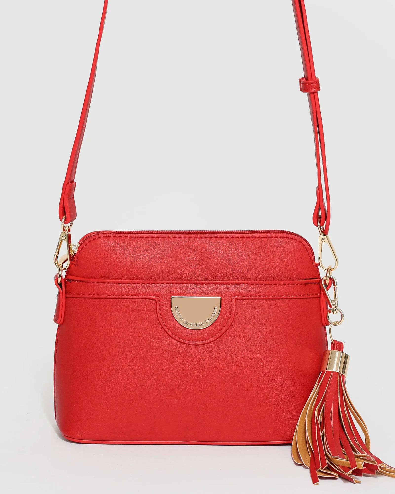 Red Disc Crossbody Bag