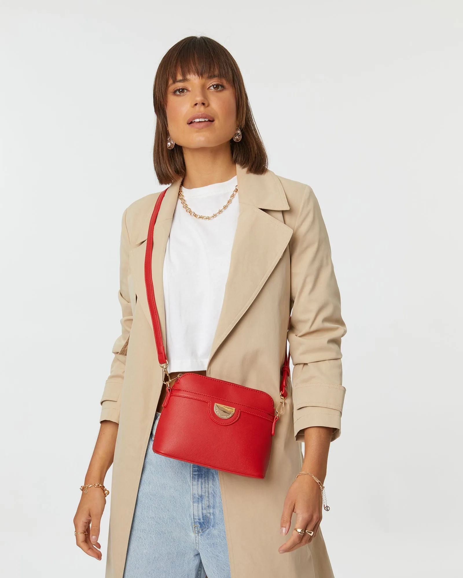 Red Disc Crossbody Bag