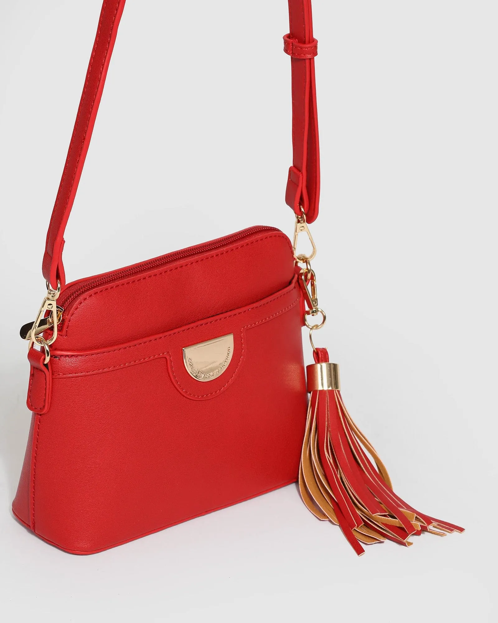 Red Disc Crossbody Bag