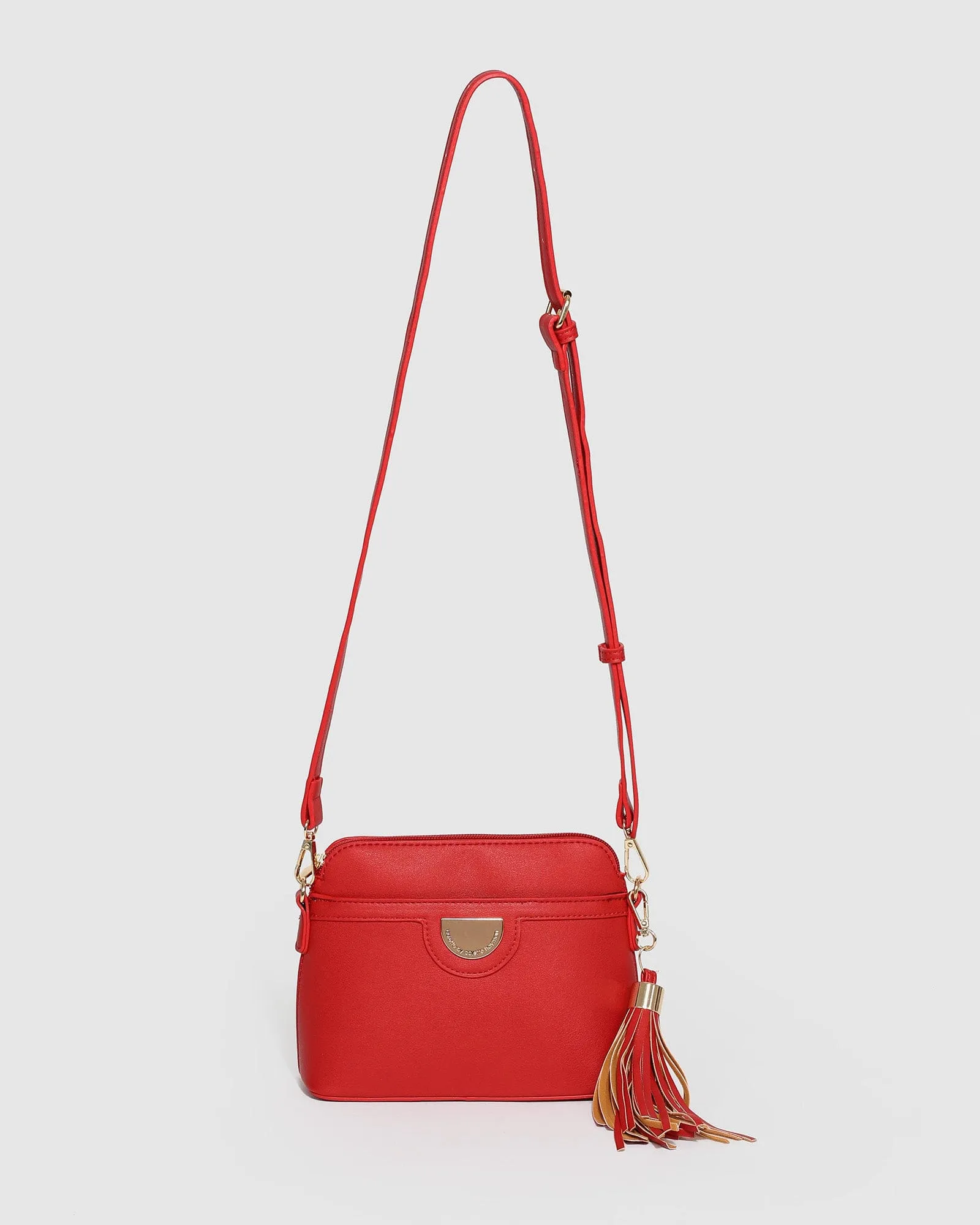 Red Disc Crossbody Bag