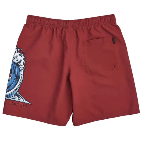 Santa Cruz Skateboards Shorts Screaming Wave Pull On Boardshort Burgundy