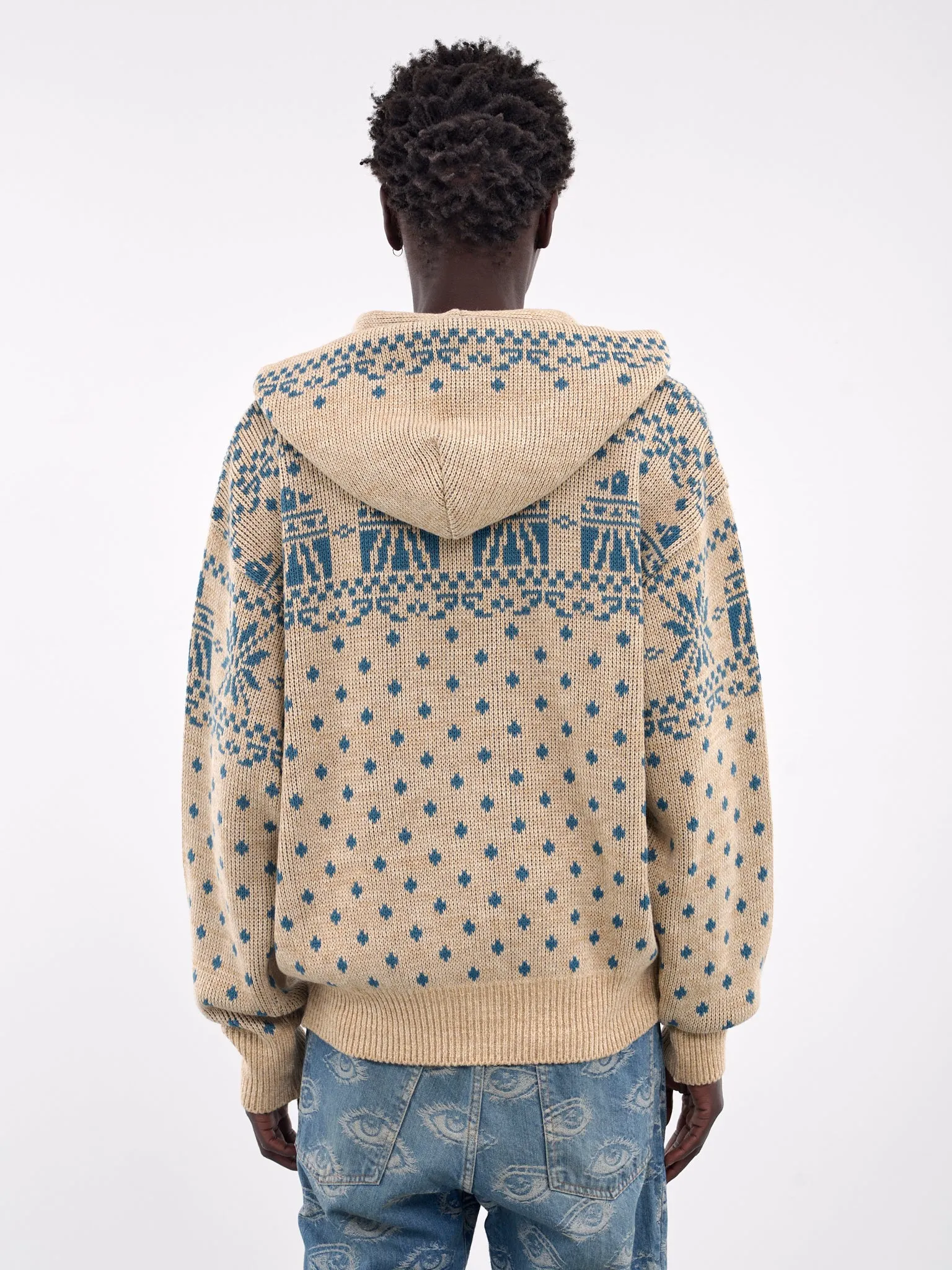 Santo Domingo Jacquard Knit Hoodie (K2410KN081-SAX-BLUE)