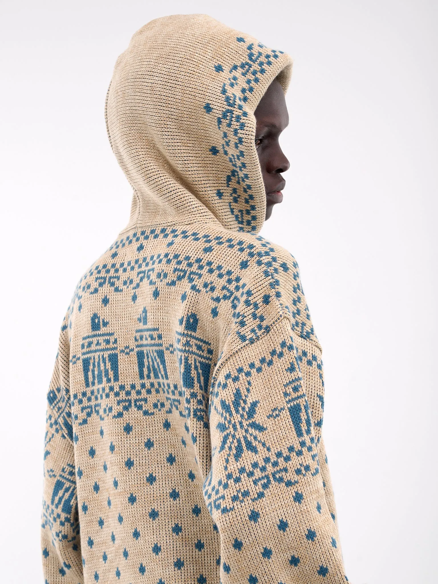 Santo Domingo Jacquard Knit Hoodie (K2410KN081-SAX-BLUE)