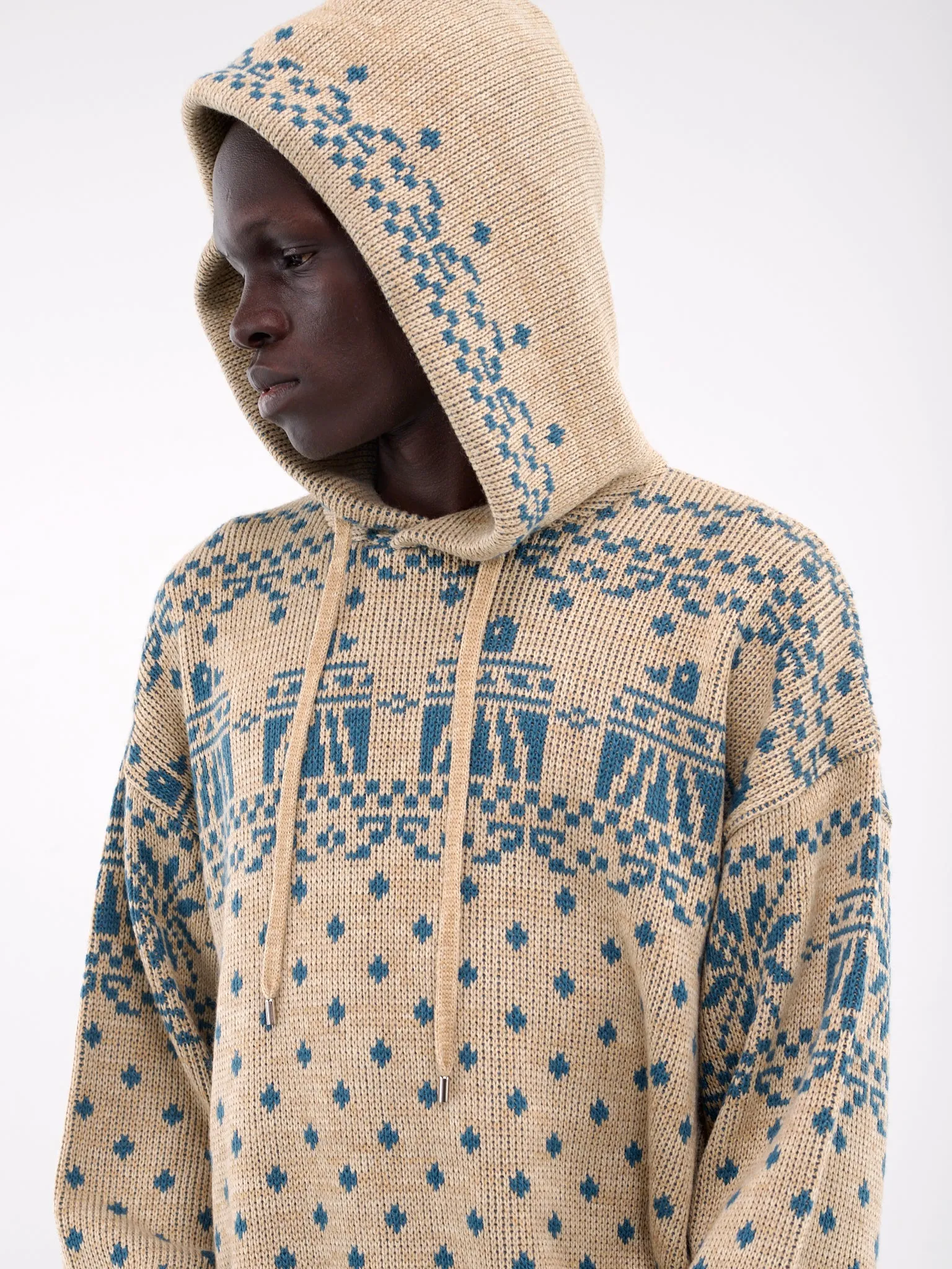 Santo Domingo Jacquard Knit Hoodie (K2410KN081-SAX-BLUE)