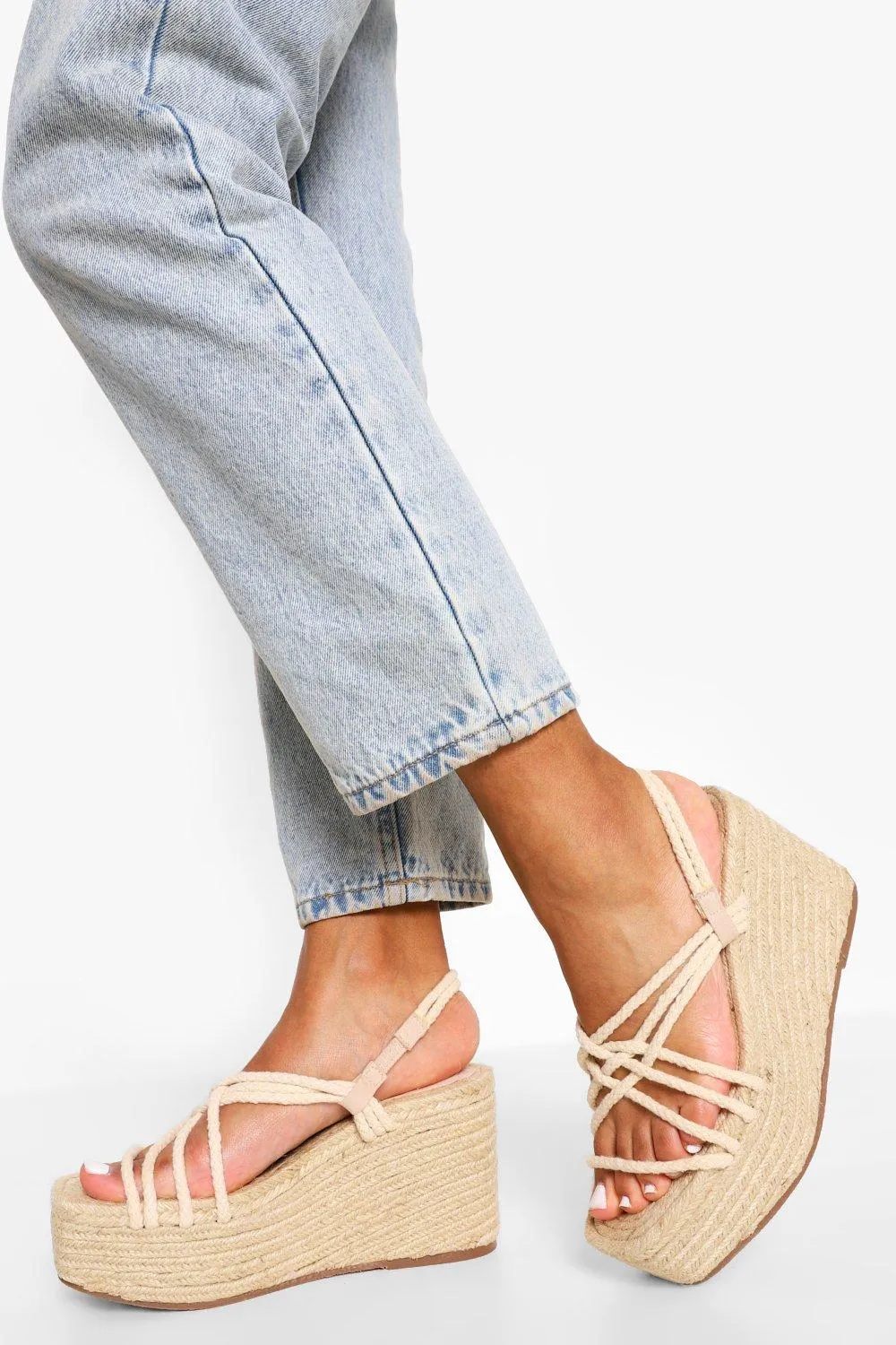 Square Toe Espadrille Wedge Sandals