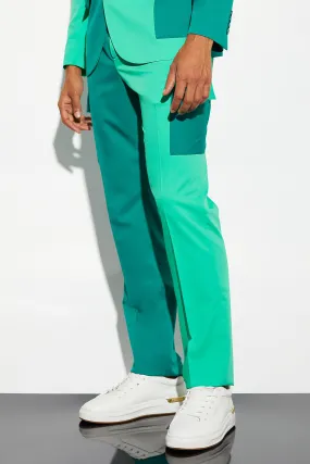 Straight Leg Colorblock Suit Pants