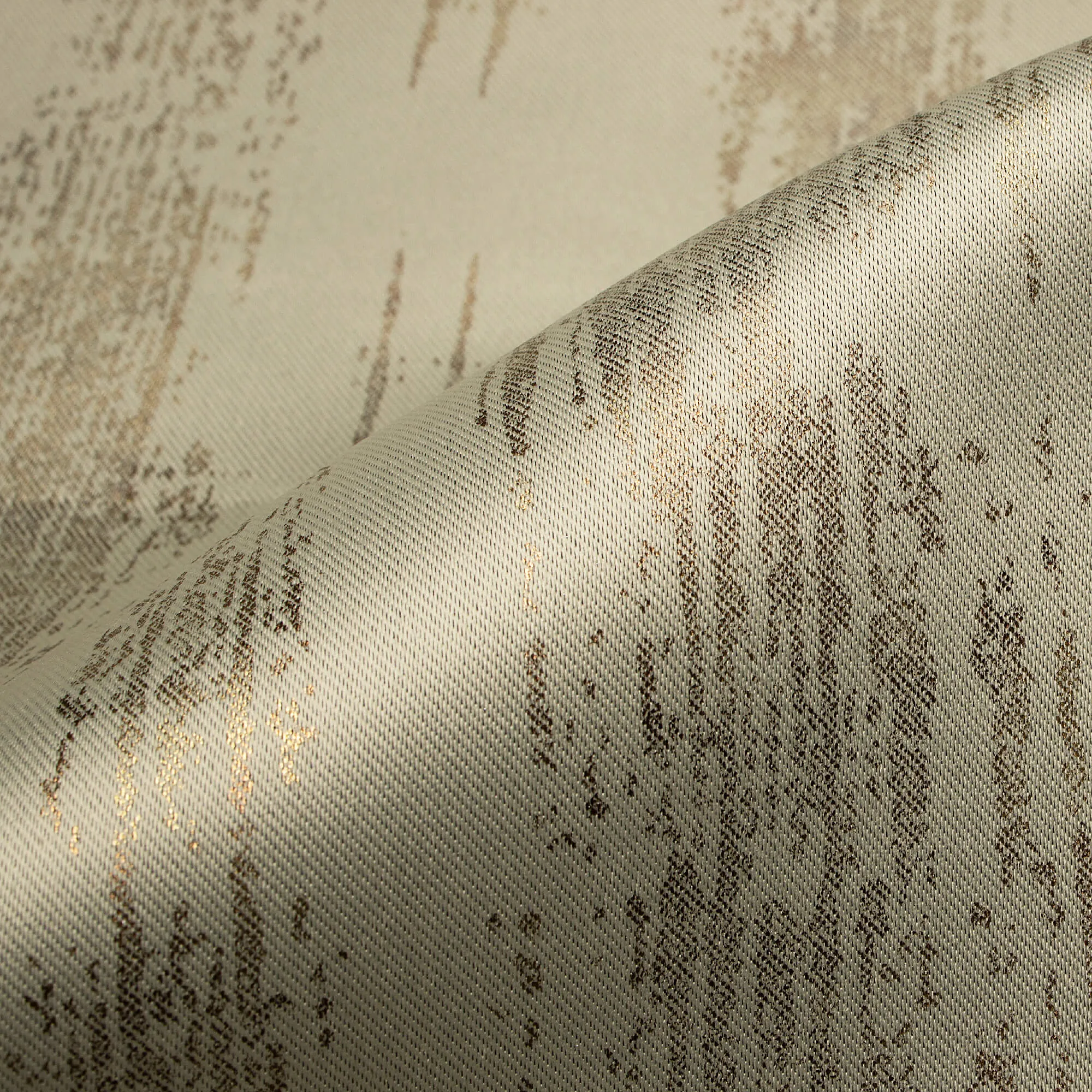 Tan Beige Texture Pattern Golden Foil Premium Curtain Fabric (Width 54 Inches)