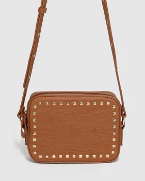 Tan Chloe Stud Crossbody Bag